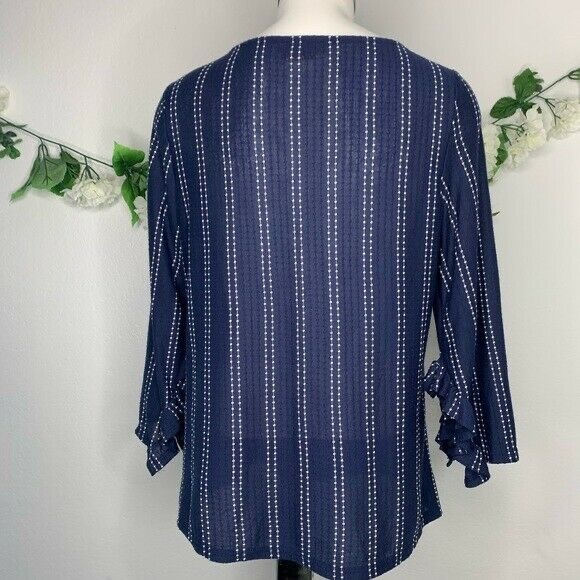 NWT | Anthropology | W5 Striped Ruffle Sleeve Top - Picture 4 of 7